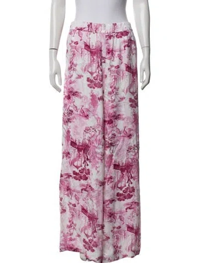 Pre-owned L'agence Printed Wide Leg Pants W/ Tags In Pink
