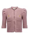 L'agence Puff-sleeve Button-detail Cardigan In Pink