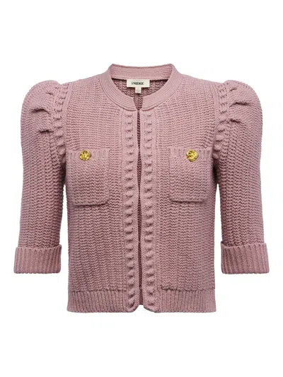 L'AGENCE PUFF-SLEEVE BUTTON-DETAIL CARDIGAN