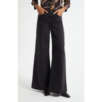 L'agence Quincy High Waist Wide Leg Jeans In Black
