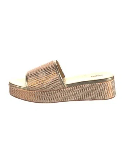 Pre-owned L'agence Raffia Patterned Slides W/ Tags