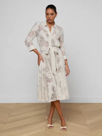L'agence Ralphie Lace Midi Dress In Neutral
