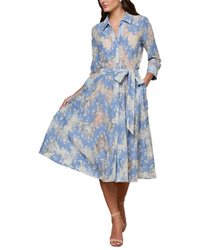 L'agence Ralphie Sleeve Midi Dress In Blue