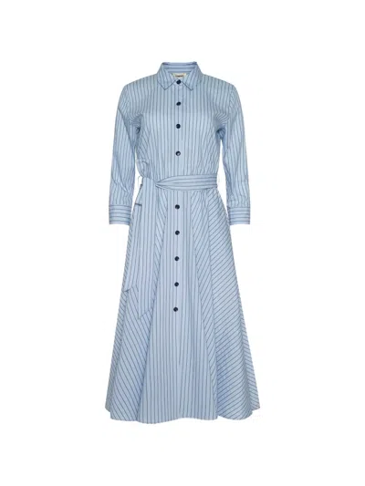 L'agence Ralphie Striped Midi Shirt Dress In Blue