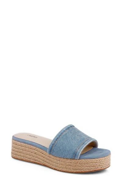L'agence Ramani Ii Espadrille Platform Wedge Slide Sandal In Blue