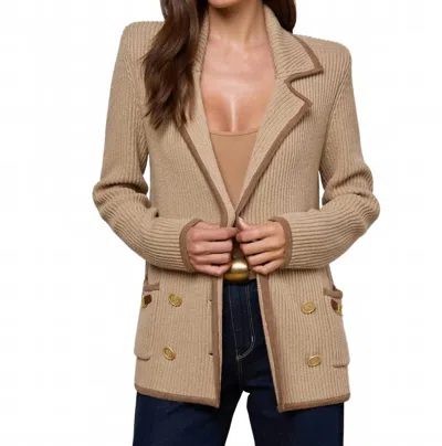 L'agence Ranch Knit Blazer In Natural Brown In Neutral