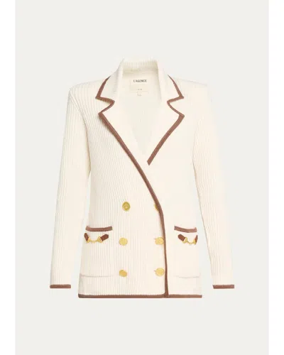 L'agence Ranch Knit Blazer In Ivory/dark Camel
