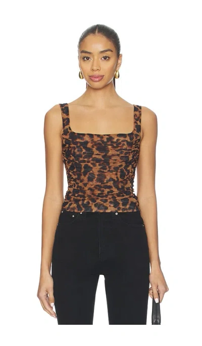 L'agence Rasha Shirred Tank In Brown