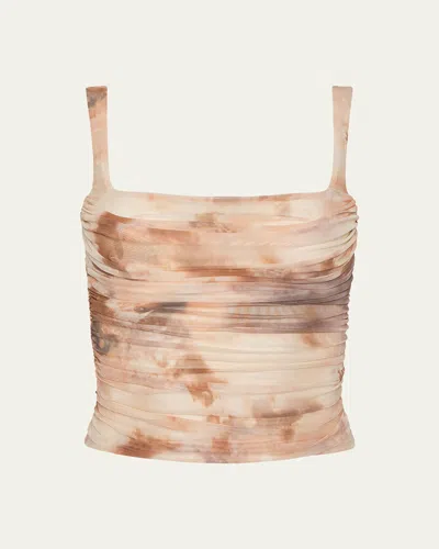L'agence Rasha Watercolor-print Ruched Tank In Frappe Multi