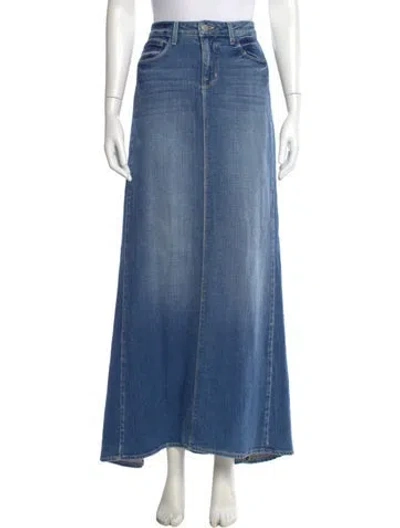 Pre-owned L'agence Raw-edge Trim Long Skirt In Blue