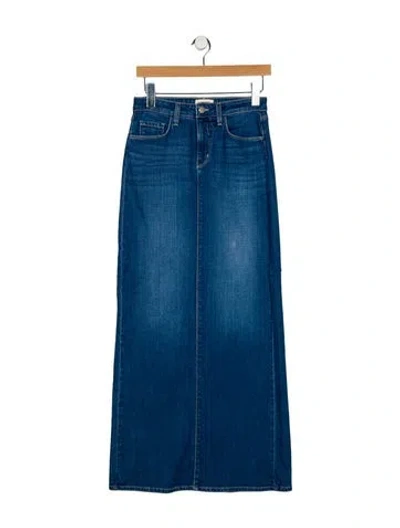 Pre-owned L'agence Raw-edge Trim Long Skirt In Blue