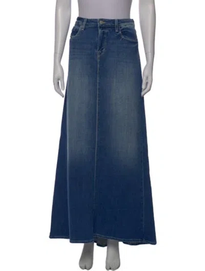 Pre-owned L'agence Raw-edge Trim Long Skirt In Blue