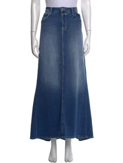 Pre-owned L'agence Raw-edge Trim Long Skirt In Blue
