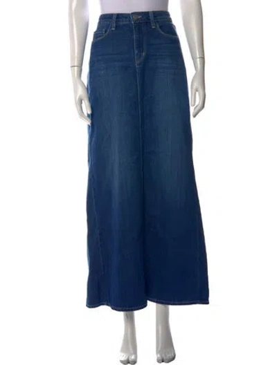 Pre-owned L'agence Raw-edge Trim Long Skirt In Blue