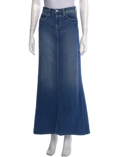 Pre-owned L'agence Raw-edge Trim Long Skirt In Blue