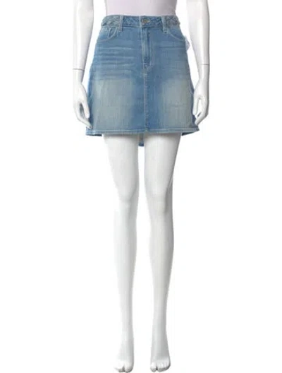 Pre-owned L'agence Raw-edge Trim Mini Skirt W/ Tags In Blue