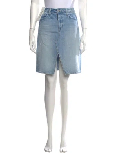 Pre-owned L'agence Raw-edge Trim Mini Skirt W/ Tags In Blue