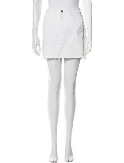 Pre-owned L'agence Raw-edge Trim Mini Skirt In White