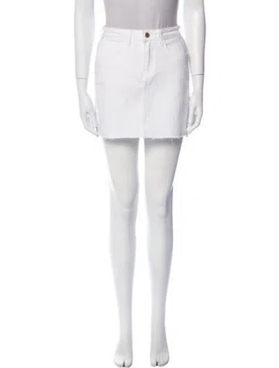 Pre-owned L'agence Raw-edge Trim Mini Skirt In White