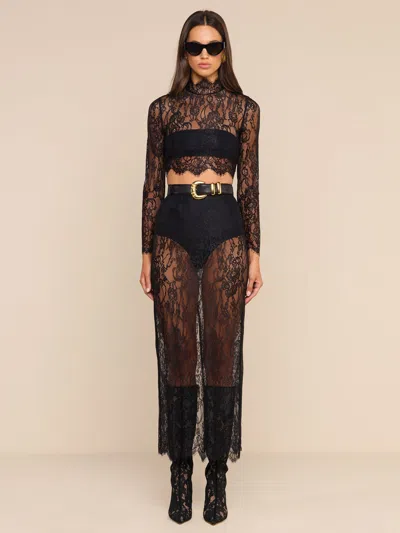 L'agence Raymonde Lace Maxi Skirt In Black
