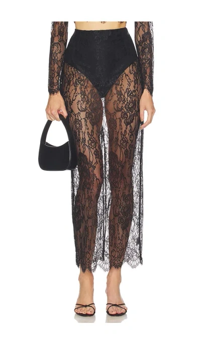 L'agence Raymonde Maxi Lace Skirt In Black
