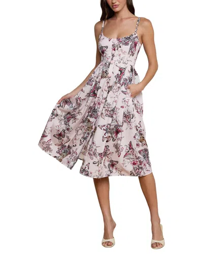 L'agence Reanne Linen-blend Midi Dress In Multi