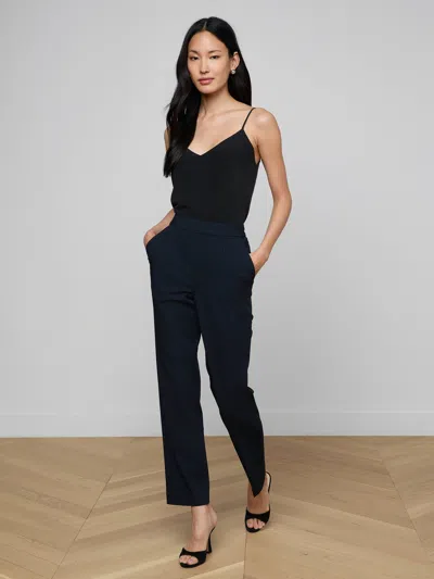 L'agence Rebel Pinstriped Trouser In Black