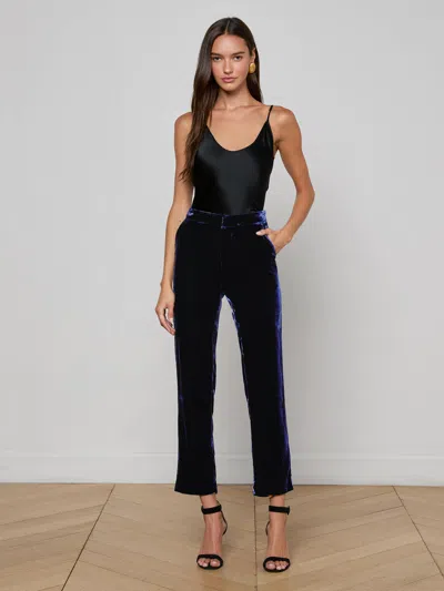 L'agence Rebel Velvet Trouser In Blue