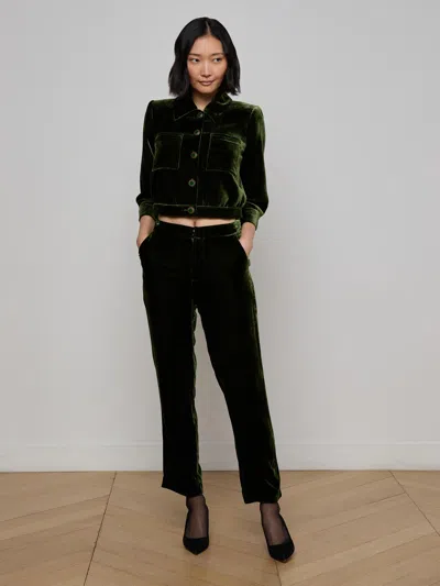 L'agence Rebel Velvet Trouser In Green