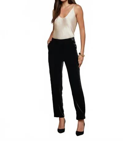 L'agence Rebel Velvet Trouser In Black In White