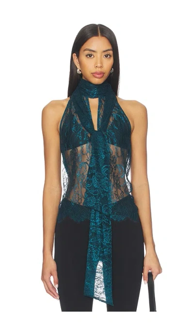 L'agence Reece Tie Neck Sleeveless Blouse In Green