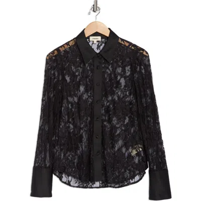 L'agence Reims Lace Button-up Shirt In Black