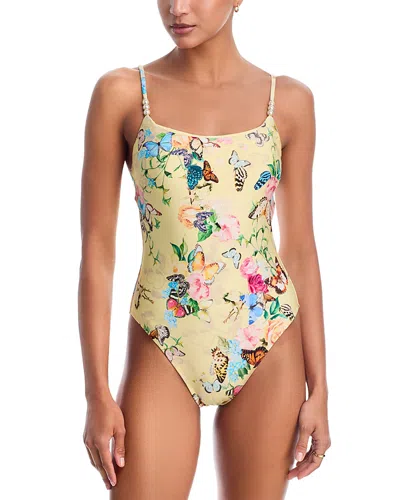 L'agence Remi Butterflies One Piece Swimsuit In Yellow