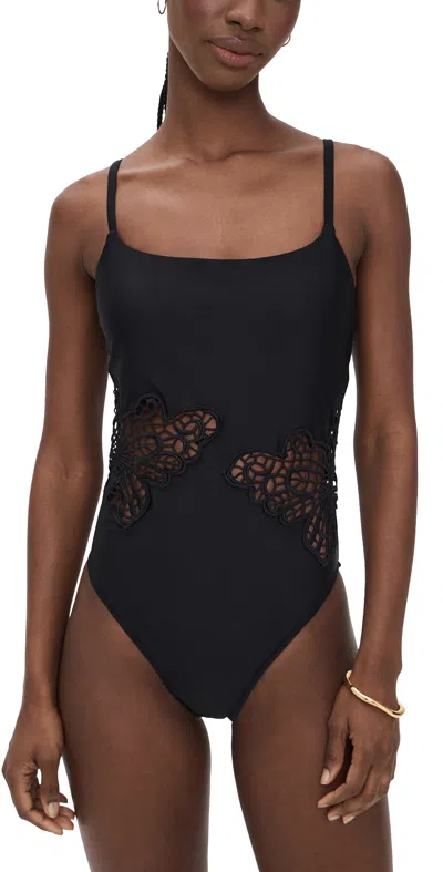 L'agence Remi Butterfly Crochet One Piece Black