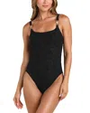 L'agence Remi Ornate Terry Basic Lingerie One Piece Swimsuit In Black