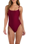 L'agence Remi Shimmer One-piece Swimsuit In Burgundy