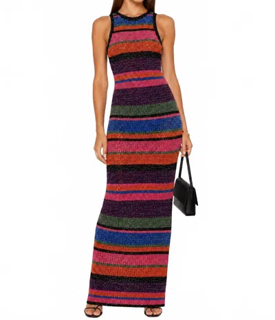 L'agence Resort Maxi Dress In Metallic Stripe In Multi