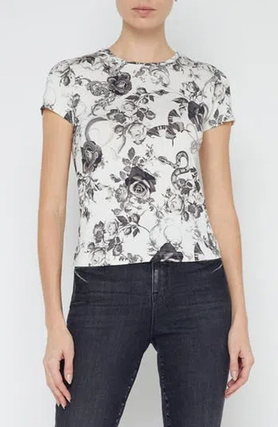 L'agence Ressi Baroque Floral Print T-shirt In Gray