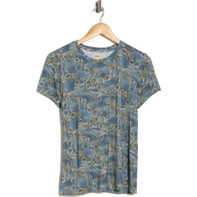 L'agence Ressi Chain Print Short Sleeve Top In Blue