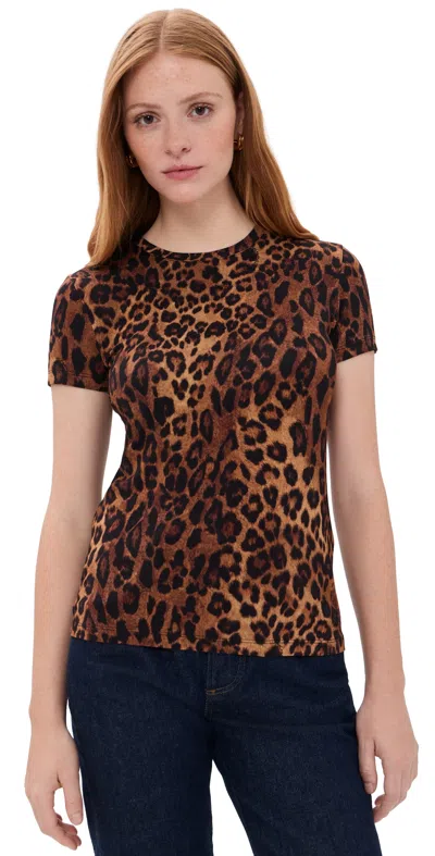 L'agence Ressi Crew Tee Tan Mt Javan Leopard In Animal Print