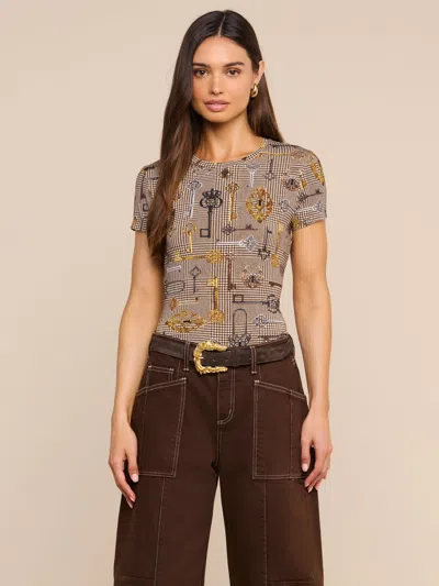L'agence Ressi Houndstooth Crewneck Tee In Multi