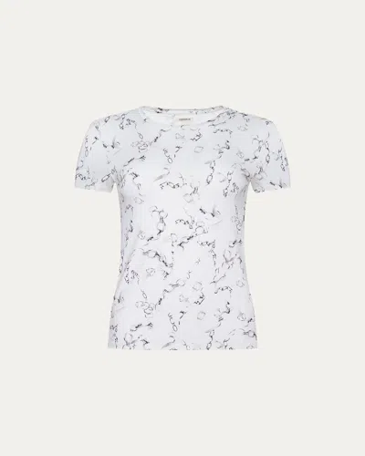 L'agence Ressi Short Sleeved Faded Chain Print Crewneck Tee In White