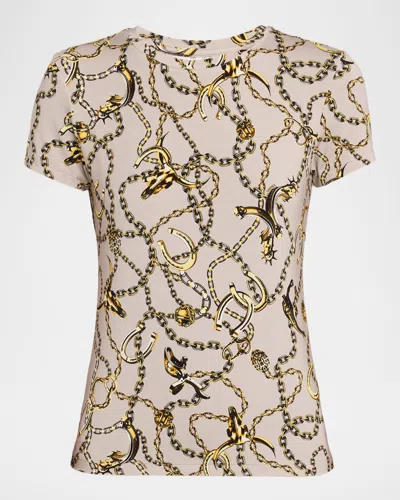 L'agence Ressi Short-sleeve Long Horn Chain Tee In Neutral