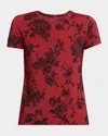 L'agence Ressi Short-sleeve Painterly Floral Tee In Red