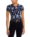 L'agence Ressi Short Sleeved Porcelain Print Crewneck Tee In Blue