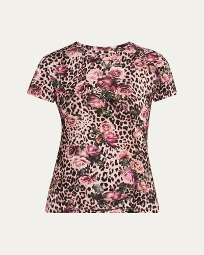 L'agence Ressi Short-sleeve Floral Leopard Tee In Multi