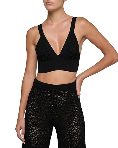 L'agence Reverie Pointelle Knit Bra Top In Black