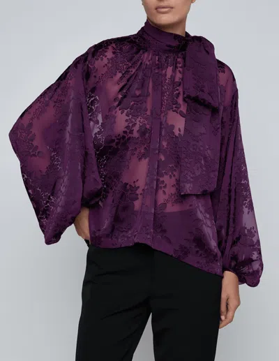 L'agence Rhett Burnout Satin Blouse In Medium Violet In Purple