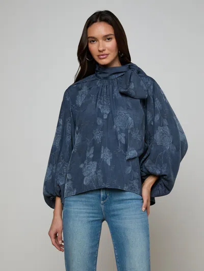 L'agence Rhett Oversized Blouse In Blue