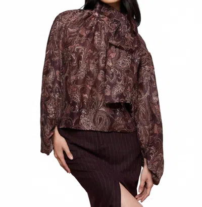 L'agence Rhett Oversized Blouse In Brown Etched Paisley
